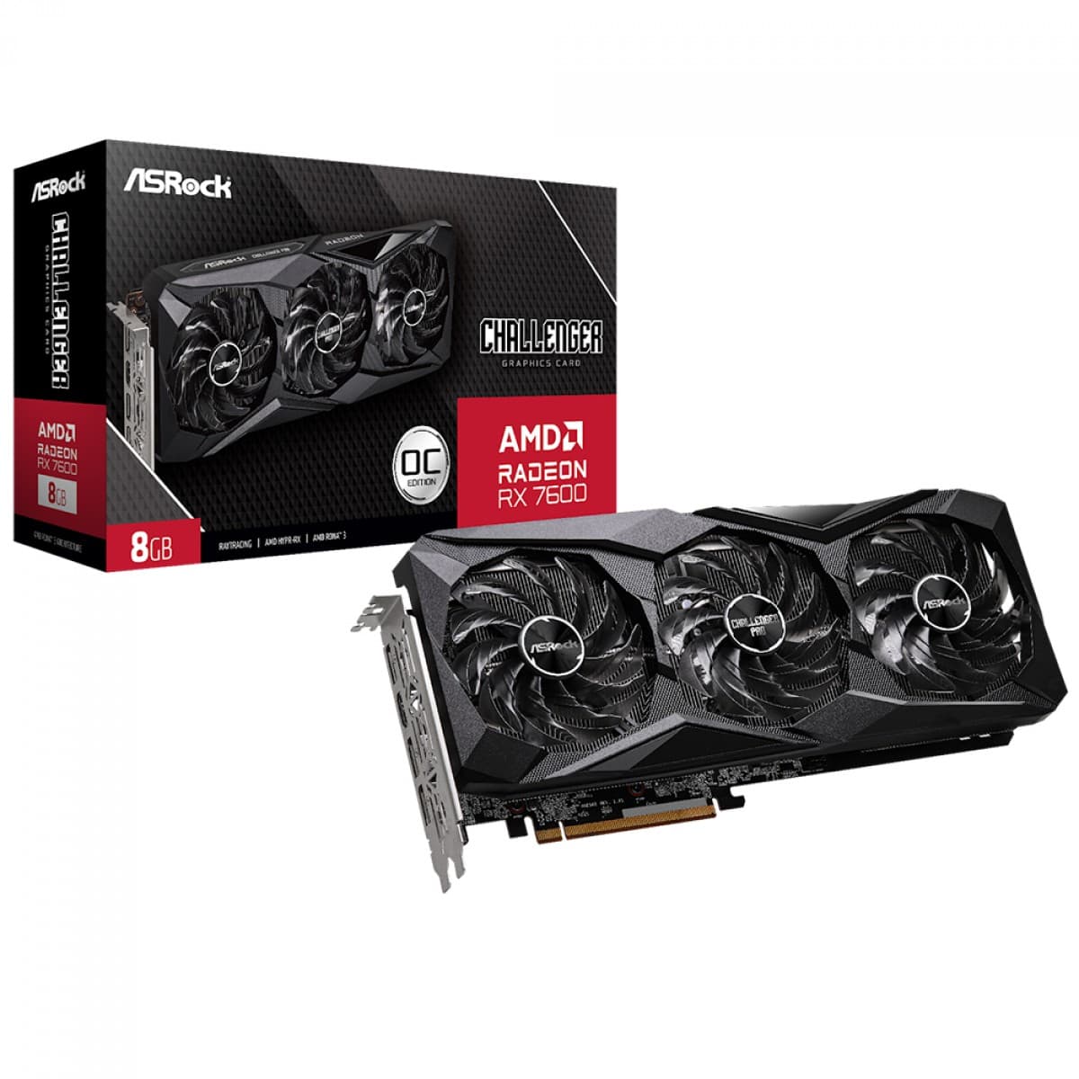 Placa de Vídeo AsRock AMD Radeon RX 7600 Challenger Pro OC